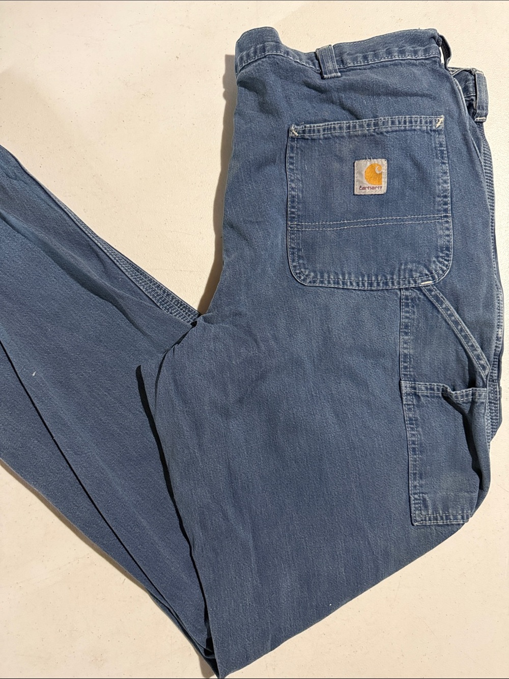 Carhartt Indigo Blue Carpenter Work Pants with Logo Patch 382-83 38x36